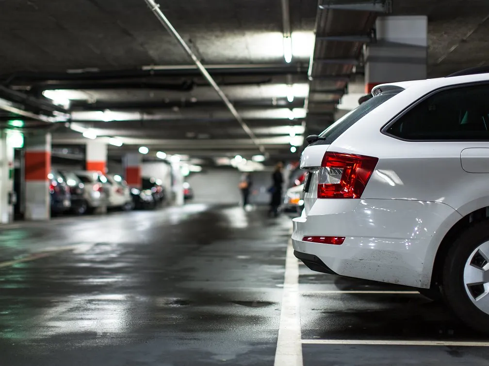 Entrance to the underground parking garage at Chateau Granville