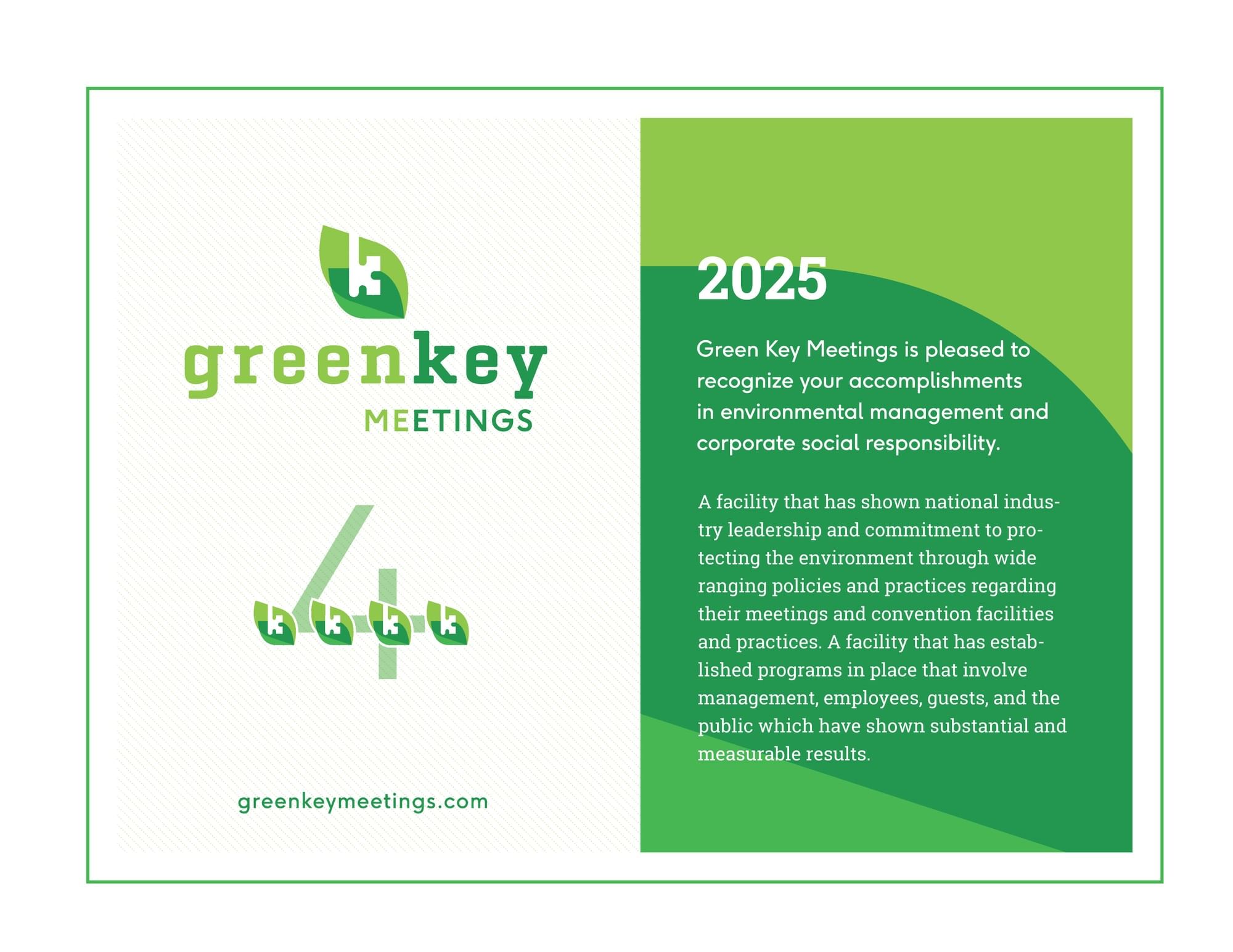 4 Green Key eco-rating recognition for Chateau Granville