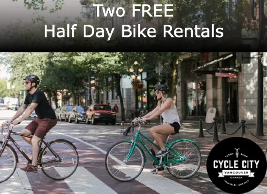 Cycle City bike rental offer for Chateau Granville bookings through Stay Vancouver Hotels
