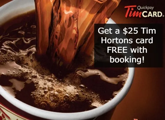 Tim Hortons gift card offer for Chateau Granville bookings through Stay Vancouver Hotels